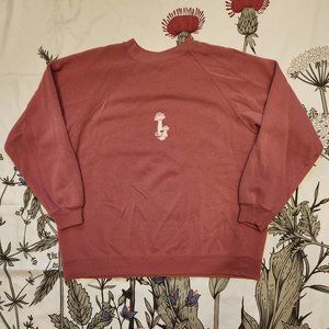 custom pink mushroom patch sweater